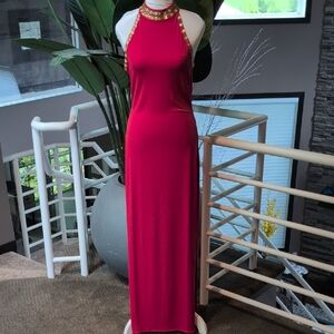 VENUS Vibrant Red Backless Gown